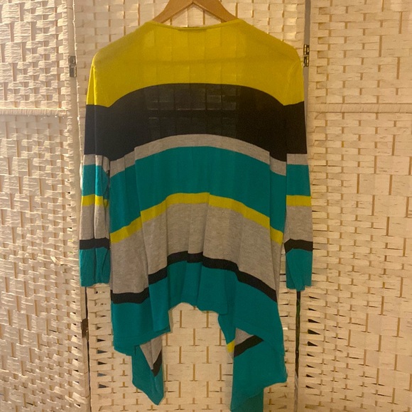 Cyrus Neon Yellow/Teal/Grey/Black Colour Block Long Sleeve Cardigan Size 1X - Picture 4 of 5